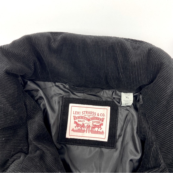 NWT LEVI'S Black Quilted Corduroy Puffer Jacket Size XL - Picture 7 of 9